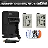 2 Pack Of Replacement Batteries For Canon LP-E8 LPE8 1700MAH Each For The C ....
