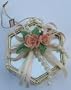 Decorative Hexagon Mirror Case with Flowers Christmas Tree Ornament. This is an ornament, it does not open . Nothing can store in side