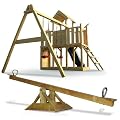 XXL Spielturm Kletterturm mit Rutsche 2 Schaukeln + komplettem Zubeh�r + Kinderwippe aus Massivholz