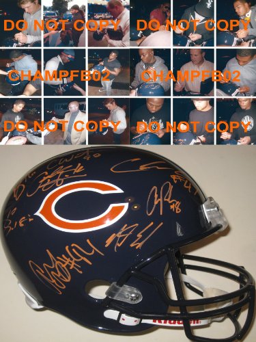 2011 CHICAGO BEARS,TEAM,SIGNED,AUTOGRAPHED,RIDDELL FULL SIZE HELMET,WITH PROOF + COA