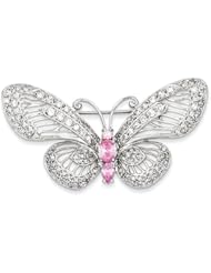 Sterling Silver Pink and Clear CZ Butterfly Pin