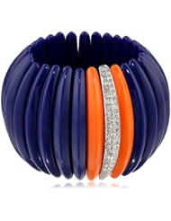 Kenneth Jay Lane Lapis Coral and Rhine Center Bars Stretch Cuff Bracelet, 10"