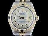 Rolex Men 18kss Datejust Watch 100+ Diamonds and Blue Sapphires