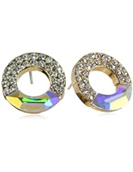 Oroclone "Crystal Luxe" 14k Plated Circle Moon Cut Swarovski Stone Earrings