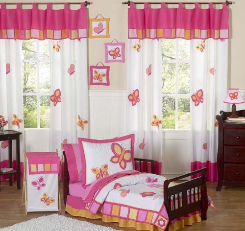 Pink and Orange Butterfly Collection Toddler Bedding 5 pc Set