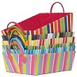 Bright Cotton Fabric Covered Medium Cases with Leatherette Handles 16"x12"x5.25" Set of 6