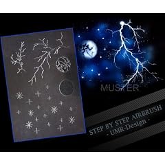 Step by Step Airbrush Schablone Blitze Mond Sterne AS-027
