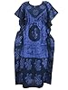 Kaftan Caftans Blue Batik Printed Lounger Wear Womans Maxi Dress Cover up One Size