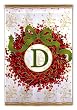 Monogram Holiday Wreath Garden Size Flag D
