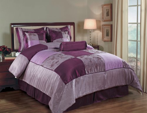 Chezmoi Collection 7 Pieces Purple Embroidery Floral Patchwork Design Comforter Set / Bed in a bag Full or Double Size Bedding Reviews 515nAYXWriL Chezmoi Collection 7 Pieces Purple Embroidery Floral Patchwork Design Comforter Set / Bed in a bag Full or Double Size Bedding Reviews