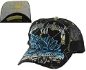 CHRISTIAN AUDIGIER Ed Hardy Unisex Mens Womens Trucker Hat Blue Panther Signature Logo Black