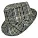 515nG5eZBgL. AA75  BLACK TAN WHITE FUNKY PLAID SHORT BRIM FEDORA
