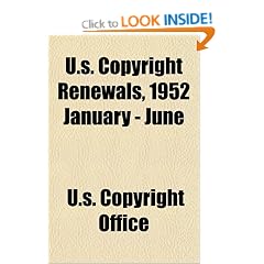 U.S. Copyright Renewals, 1952 January - June