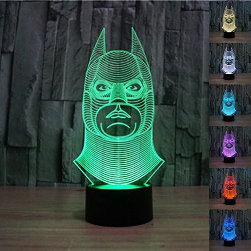 100~240v 3D Batman Bulbing Illusion Night Multi 7 color Changing USB Touch Button LED Desk Table Light Lamp by EASYSHOP