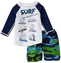 Charlie Rocket Baby-boys Infant Rash Guard with Ship and Camo Short