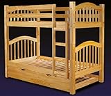 Twin Size Wood Bunk Bed with Trundle Bed Honey Oak Finish