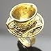 RechicGu Gold Vintage Fairytale 3D Tea Cup Saucer Ring Party Fairy Tale Hatter Wonderland Cosplay Fancy Dress