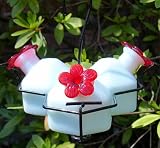 Parasol BQ3MG Bouquet Classic Triple Blown Glass Hummingbird Feeder - Milk Glass