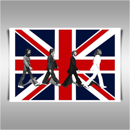 THE BEATLES ABBEY ROAD UNION JACK A1 CANVAS ART PRINT POSTER