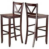Winsome Victor 2-Piece V-Back Bar Stools, 29-Inch, Brown