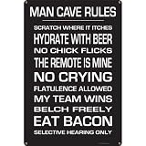 Man Cave Rules Metal Bar Sign