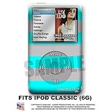 iPod Classic Skin - Psycho Stripes Neon Teal and Gray WraptorSkinz TM Kit by TuneTattooz TM
