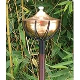 Maui smooth copper tiki outdoor patio torch with hardwood pole