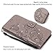 Galaxy S7 edge Case, Acytime PU Leather Flip Wallet Case Rhinestones Diamond Embossed Butterfly Flower Case Cover for Samsung Galaxy S7 Edge G9350 Gray