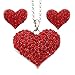 SoulBreezeCollection Valentine's Day Gift Red Heart Necklace Pendant Stud Post Earrings Set for Women