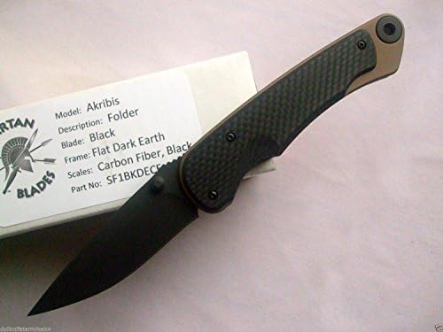 Spartan Blades Akribis Folder Knife Dark Earth Frame Black Carbon Fiber Handles