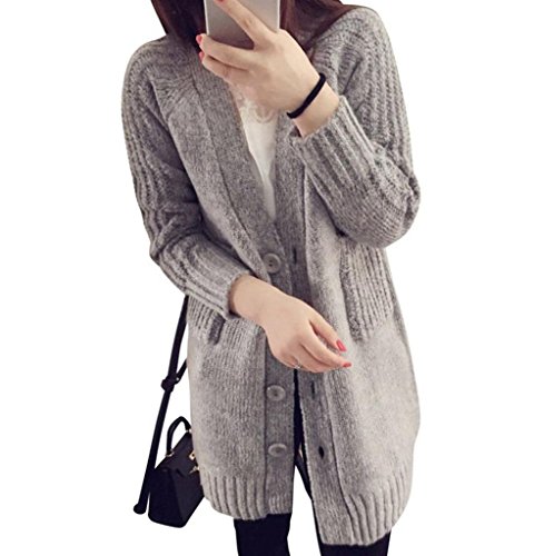 (ヒンリヤ)HengLiYa 可愛いアウターレディース ロングカーディガン ジャケット ニット ざっくりニット ケーブルニット ボタン