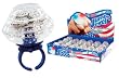 WHOLESALE LOT w/ DISPLAY 24 pc Jumbo Jewels Light Up USA Flashing Rings