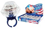 WHOLESALE LOT w/ DISPLAY 24 pc Jumbo Jewels Light Up USA Flashing Rings