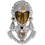 Tiger Eye Goddess Pin Pendant with Garnet, Moonstone, Quartz