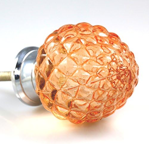 SET OF 12 Cystal Glass Knobs - Pineapple Amber small