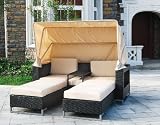 Doppel- sofa / -liege CHARLESTON Alu + Geflecht, dunkelgrau