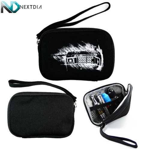 PORTABLE SLIM Sleeve Case Protector for E-Cig Vaporizer & Accessories + Removable Hand Strap |Ice Black Retro Brick Cellphone Print [SLEEVE CASE ONLY]