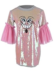 3/4 Sleeves Bell Sleeves Sequined Sheer  Dress