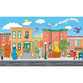 RoomMates JL1213M Sesame Street Chair Rail Prepasted Mural, 6-Feet by 10-Feet