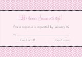 Four Post Crib Pink & Black Baby Shower Reply Cards