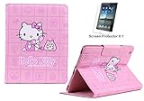 Stand Case Cover for iPad2/3/4 Hello Kitty Themed Soft PU Leatehr Cover Skin with Magnetic Snap   1 piece of free screen protector