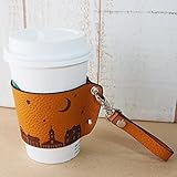 ［ミリュ］ 夜景 革 コーヒーカップスリーブ （イタリアンレザー／キャメル）