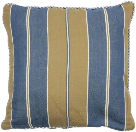 At Home with Marieke,Cushion cover Mattress Stripe blue Khaki - 20" x 20" Pillow Cover - Mattress Stripe Square (Pillow / cushion fillers available)