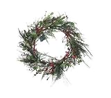 24" Battery Operated Pre-Lit LED Red Mini Apple Christmas Wreath - Clear Lights
