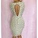 White Unique Sexy Back Hollow Long Sleeve Stone Line New Hot Bandage Party Dress