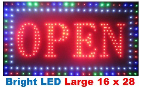 Multi Colored Artistic OPEN Large Animated Bright Led Neon Business Motion Light Sign. On/off with Chain 16*28*1 Blt8012