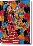 Frida Kahlo dancing with the Unicorn Canvas Print / Canvas Art - Artist Rain Ririn