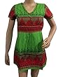 Red Green Printed Cotton Tunic Kurta
