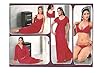 Indiatrendzs Women's Sexy Hot Nighty Hot Red 6pc Set Bedroom Sleepwear Freesize