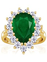 18K Yellow Gold Pear Cut Emerald Ring With Sidestones (GIA Certificate)